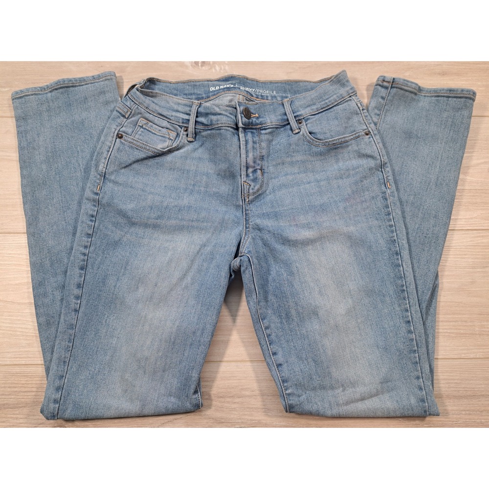 Old Navy Curvy Profile Mid-Rise Straight Leg Light Wash Blue Jeans Womens 2 Reg